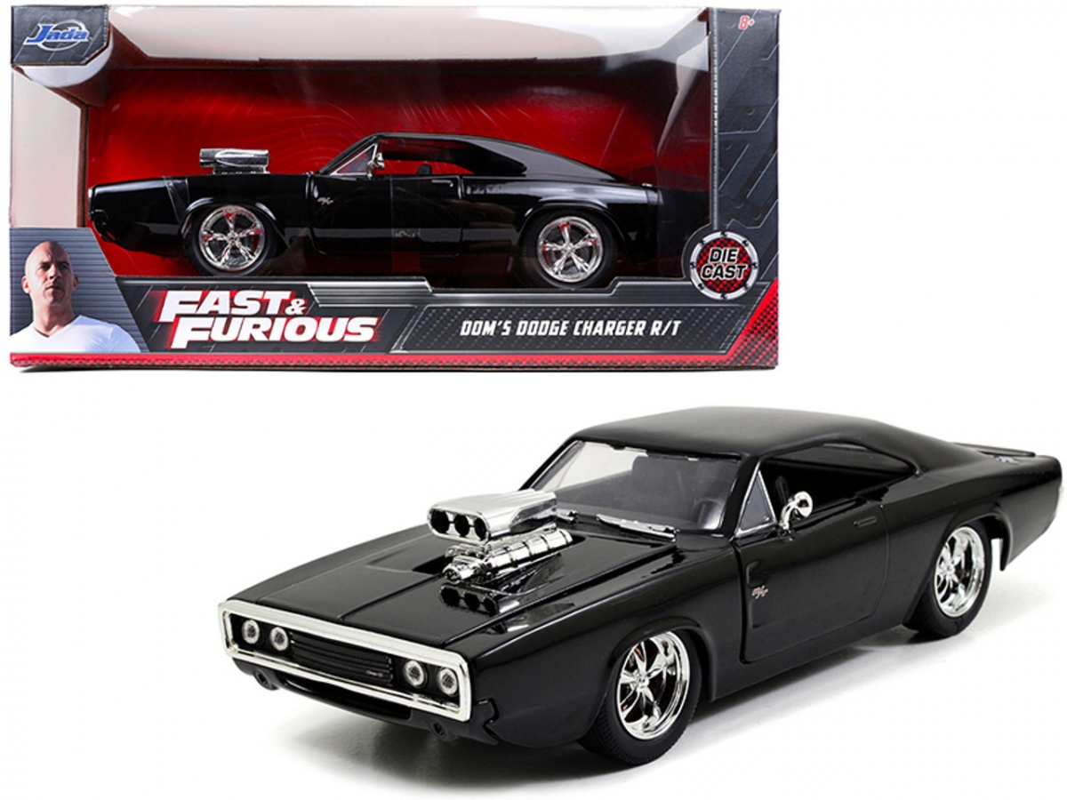 Машина игрушечная IQchina Jada Fast and Furious 1:24 Dom's Dodge Charger R, T Black Чёрный qcontrol 433mhz car remote key for dodge vehicle auto control alarm caravan durango dakota caliber charger avenger