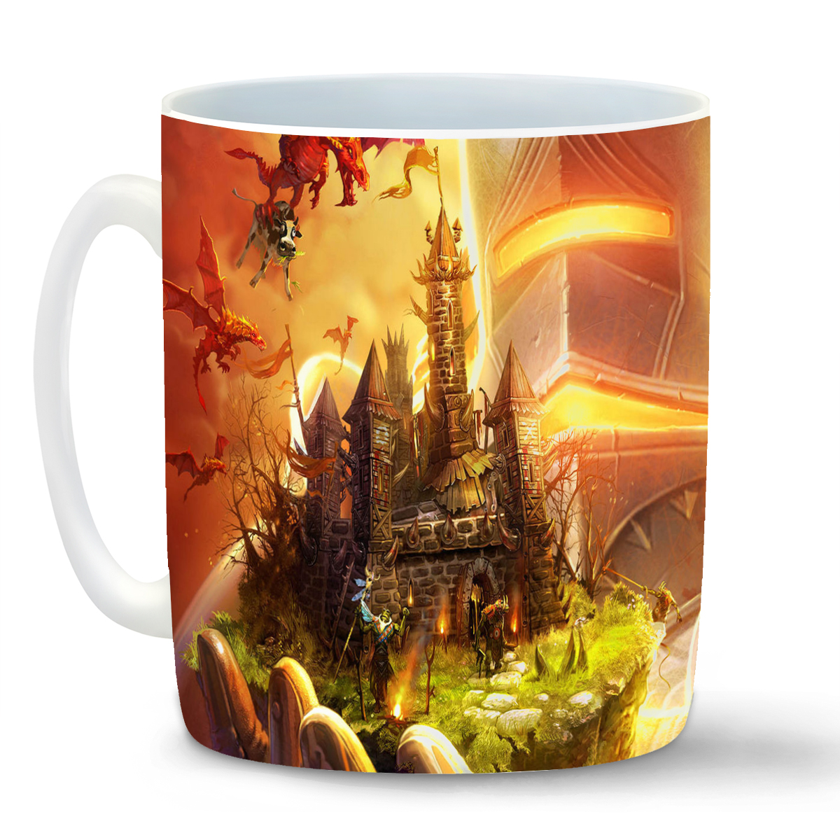 

Кружка CoolPodarok majesty 2 monster kingdom Рыцарь Ладонь Замок Драконы