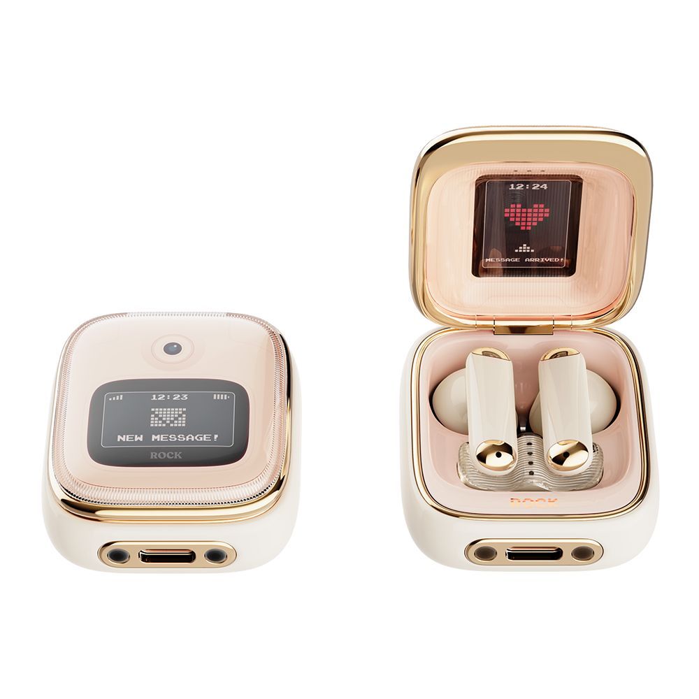 

Беспроводные наушники Xiaomi ROCK Retro Style TWS Earphone Clamshell бежевые, JYKYBMB
