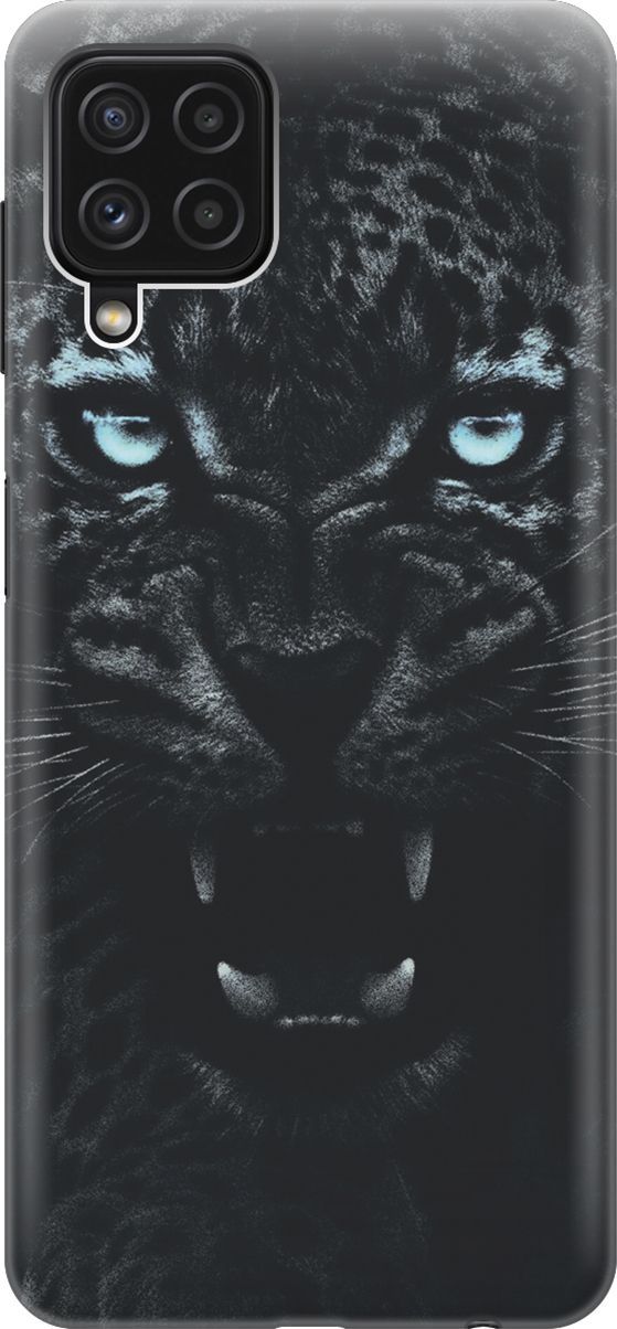 

Чехол на Samsung Galaxy A22 "Голубоглазая пантера", Голубой;черный, 7075