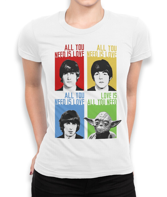 

Футболка женская Dream Shirts The Beatles и Йода All You Need Is Love 10003081 белая 3XL, The Beatles и Йода All You Need Is Love 10003081