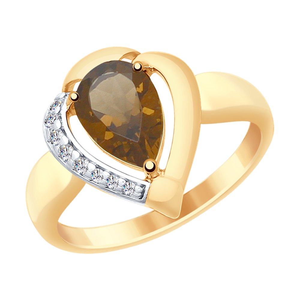 

Кольцо из серебра р. 21 SOKOLOV 92011484, раухтопаз/фианит, 92011484