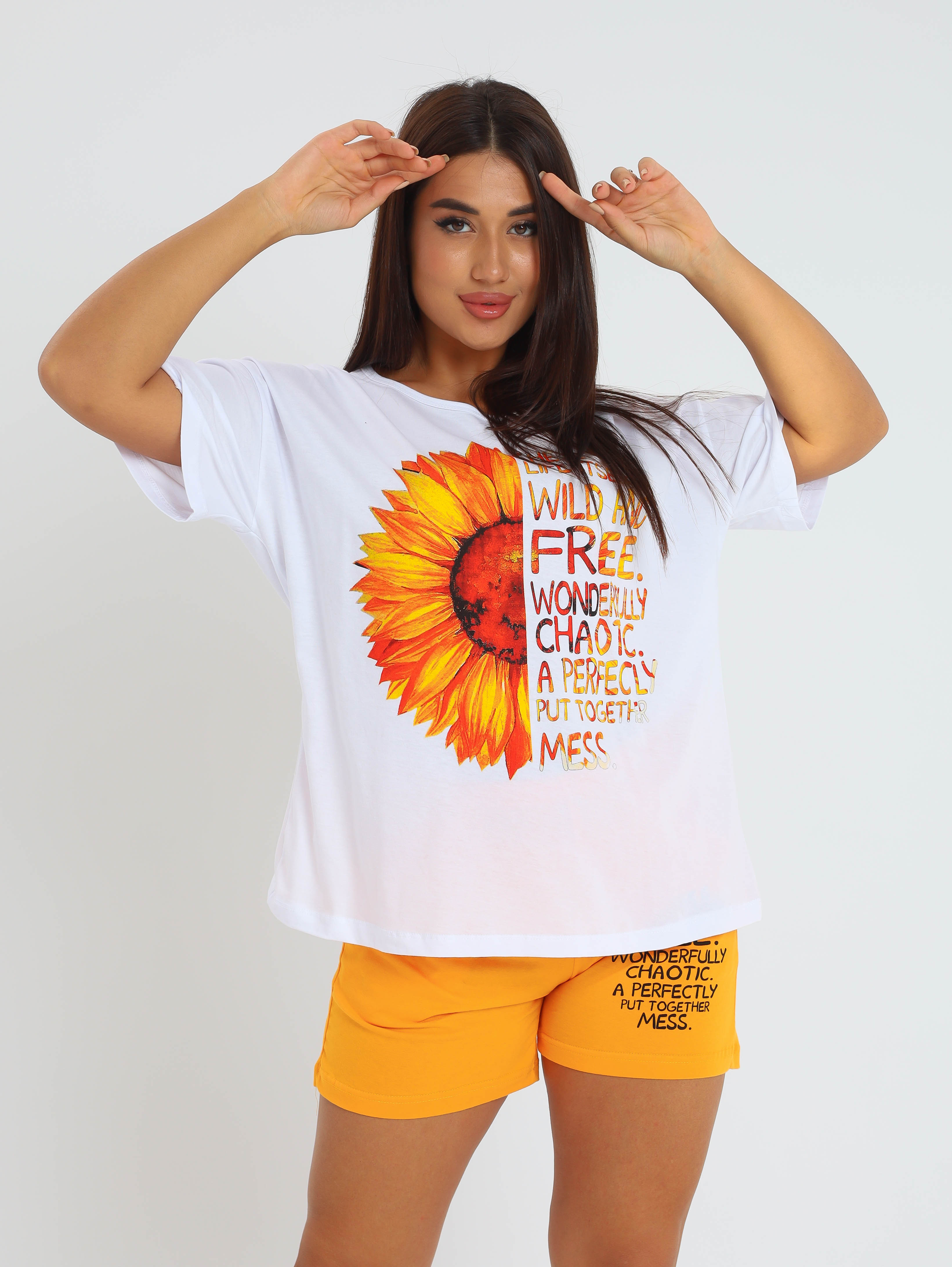 

Пижама женская Soft home П003 разноцветная 46 RU, Белый;оранжевый, П003