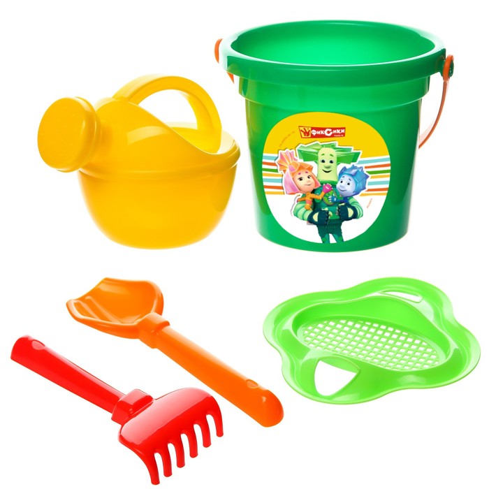 

Набор для игры в песке: ведро-крепость малое, ситечко, совок, лейка, ФИКСИКИ
