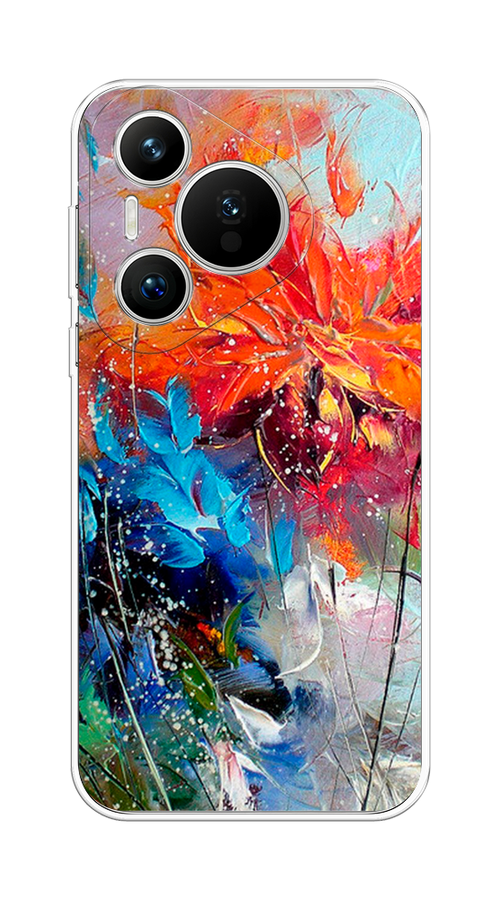 

Чехол на Huawei Pura 70 "Абстрактные цветы", Оранжевый;синий, 6124050-1