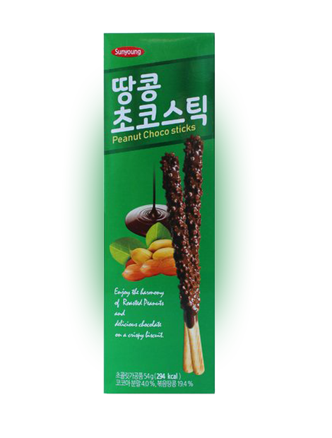 фото Печенье sunyoung палочки шоколадные с арахисом 54 гр упаковка 32 шт