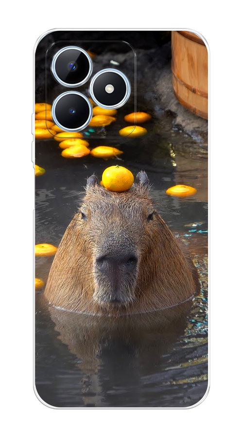 

Чехол на Realme C60 "Капибара отдыхает", Коричневый;оранжевый;серый, 2516550-1