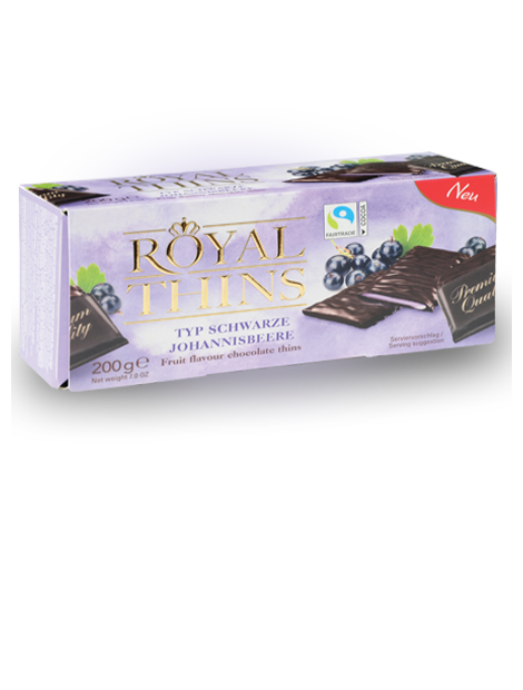 Шоколад Halloren Royal Thins с черной смородиной 200 гр Упаковка 16 шт