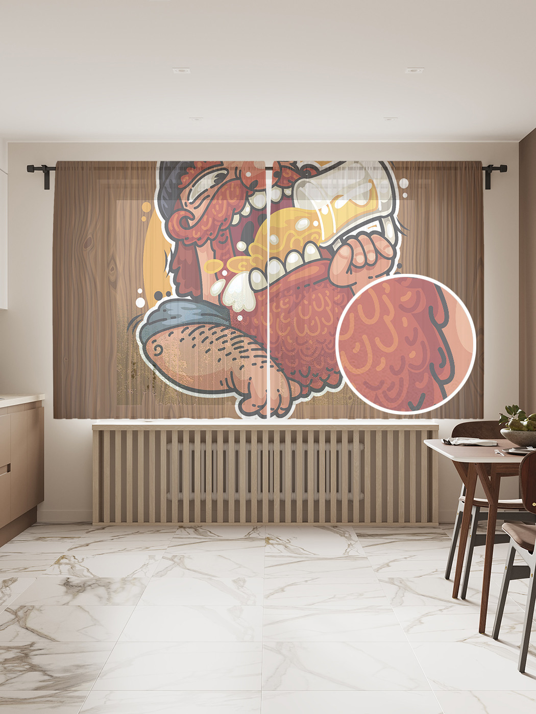 

Фототюль JoyArty "Любитель пива", 145x180 см (2 полотна со шторной лентой + 50 крючков), Любитель пива