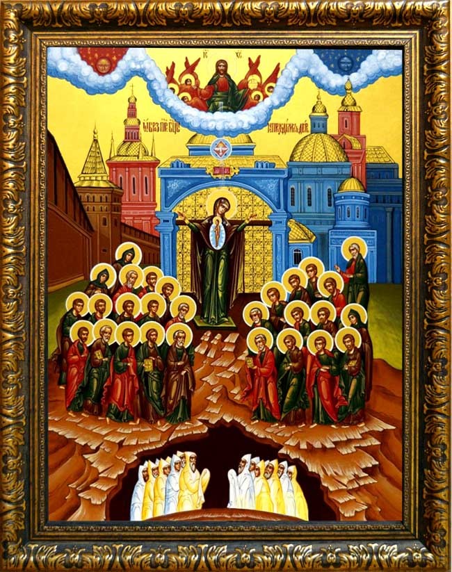 

Непроходимая дверь. Икона Божьей Матери на холсте.