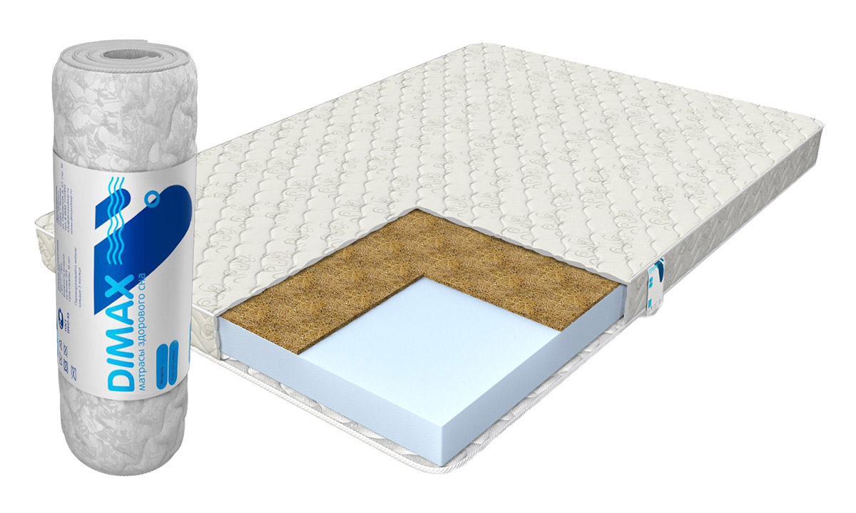 

Матрас ортопедический беспружинный DIMAX Практик Чип Ролл 10 кокос 85х180, Практик Чип Ролл 10 кокос