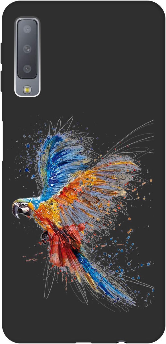 

Чехол на Samsung Galaxy A7 (2018) с принтом "Colorful Parrot" черный, Черный;красный, 0