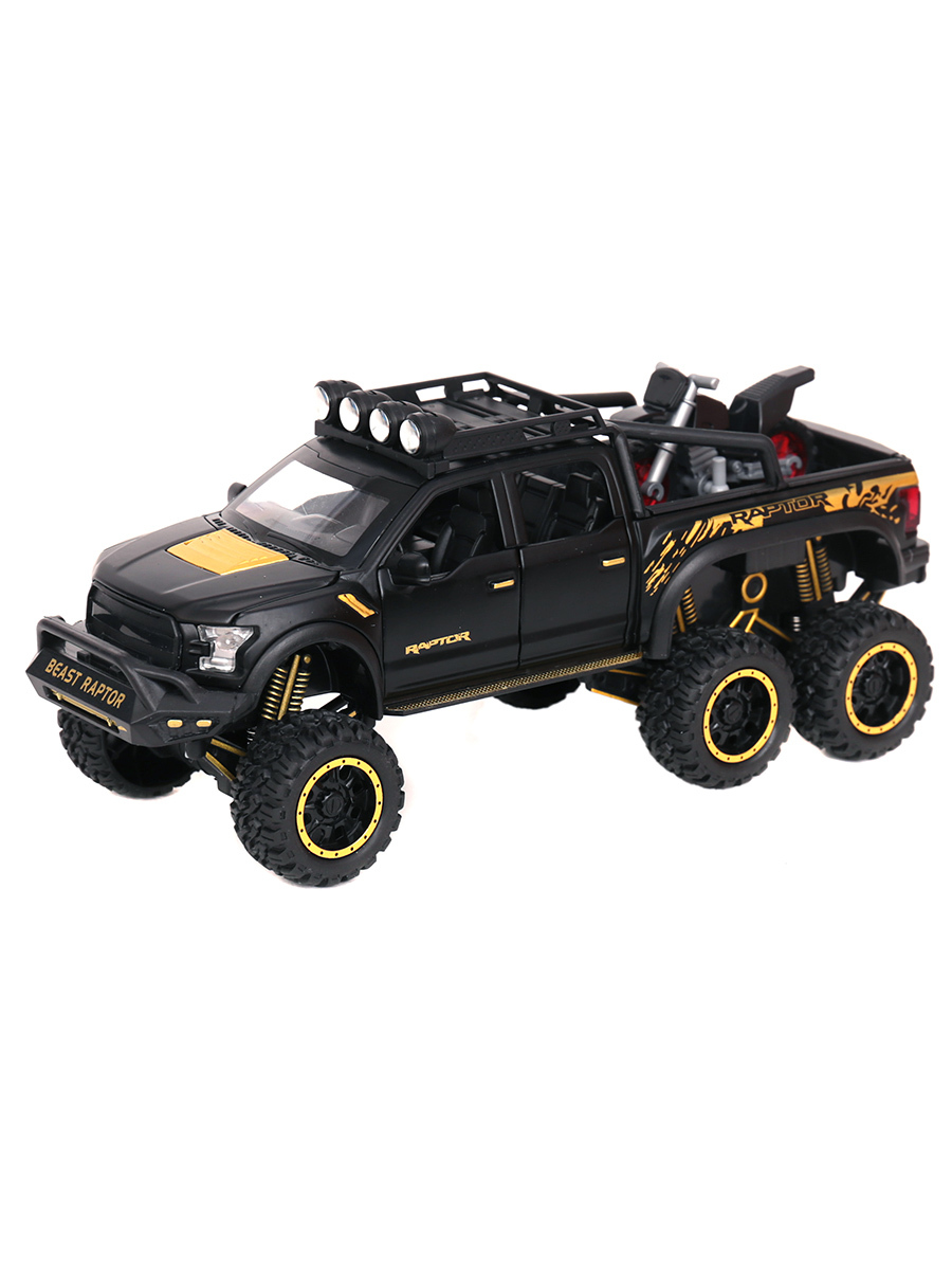 

Модель машины MX 1:24 Ford F-150 Raptor 6х6 + мотоцикл свет, звук, инерция 10931