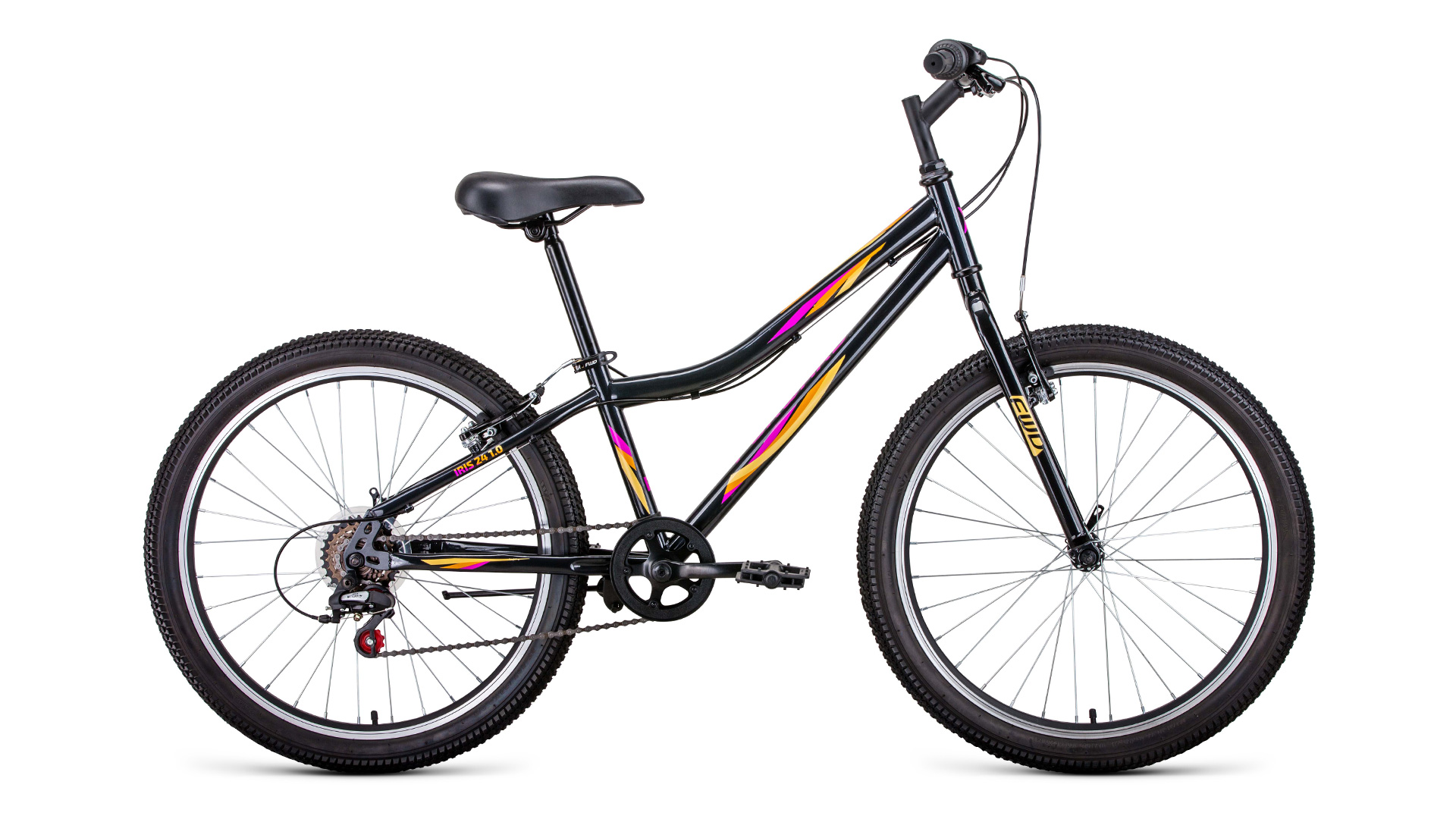 Велосипед 24 FORWARD IRIS 1.0 (6-ск.) 2022 (рама 12) темный/серый/розовый