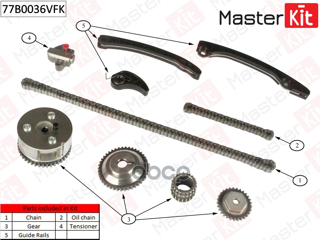 

Комплект Цепи Грм Nissan 1.6i Hr16de 10- Full 77b0036vfk MasterKit арт. 77B0036VFK, 77B0036VFK