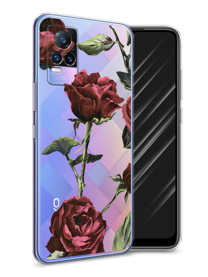 

Чехол Awog на Vivo V21e "Бордовые розы фон", Красный, 264550-8