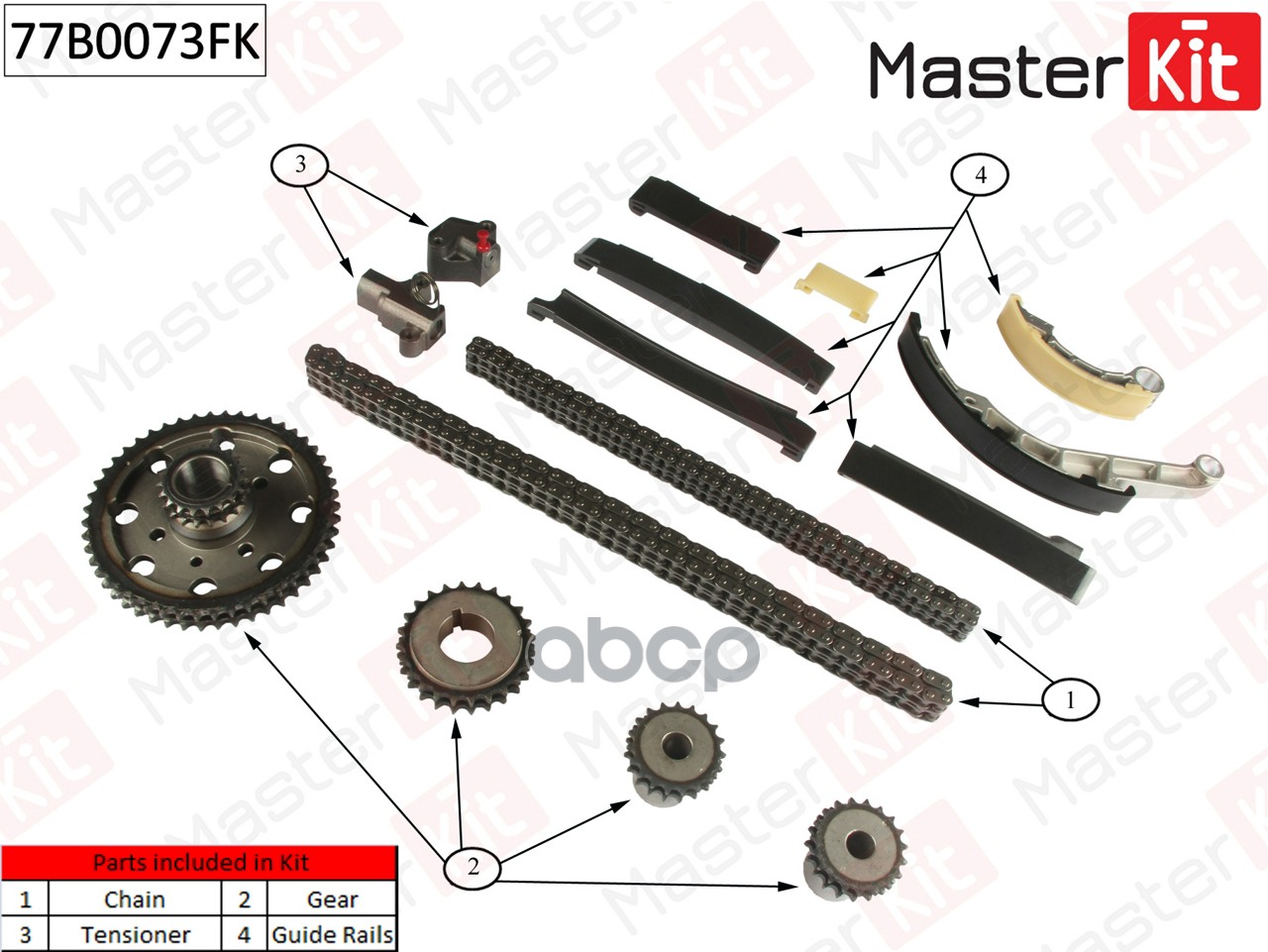 

Комплект Цепи Грм Nissan Pick Up V 2.5 D Yd25ddti 00-05 77b0073fk MasterKit, 77B0073FK