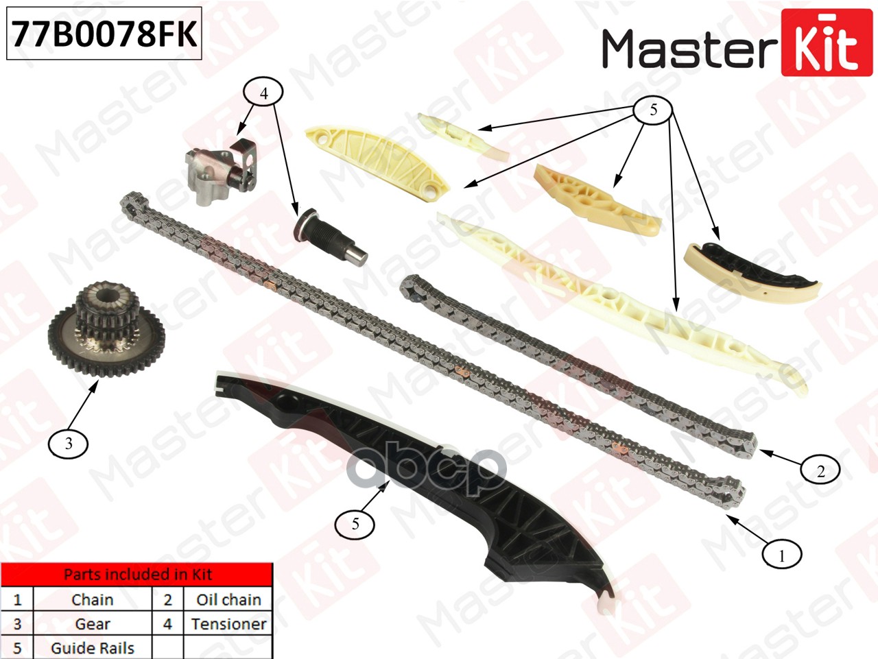 фото Комплект цепи грм audi 1.8tfsi caba/cdha 07-12 77b0078fk masterkit арт. 77b0078fk