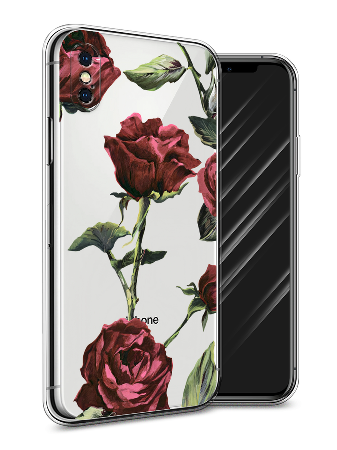 

Чехол Awog на Apple iPhone XS Max (10S Max) / Айфон XS Max (10S Max) "Бордовые розы фон", Красный, 11950-8