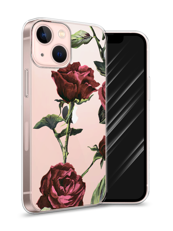 

Чехол Awog на Apple iPhone 13 mini / Айфон 13 mini "Бордовые розы фон", Красный, 14150-8