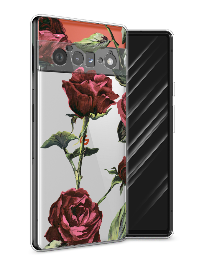 

Чехол Awog на Google Pixel 6 Pro "Бордовые розы фон", Красный, 270950-8