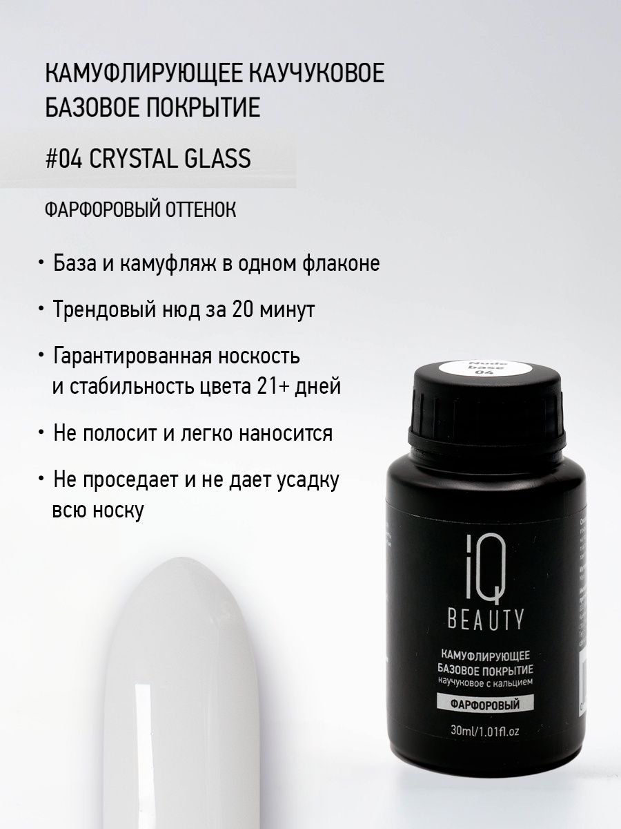 Камуфлирующее каучуковое базовое покрытие IQ Beauty 04 Crystal glass 30 мл 2375₽