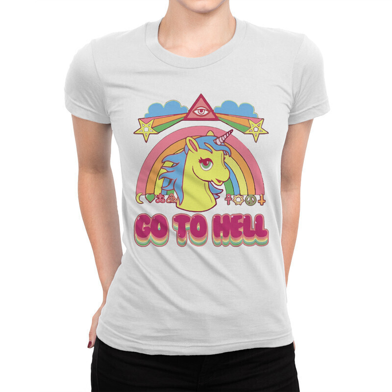 

Футболка женская Dream Shirts Единорог - Go to Hell 10003261 белая M, Единорог - Go to Hell 10003261