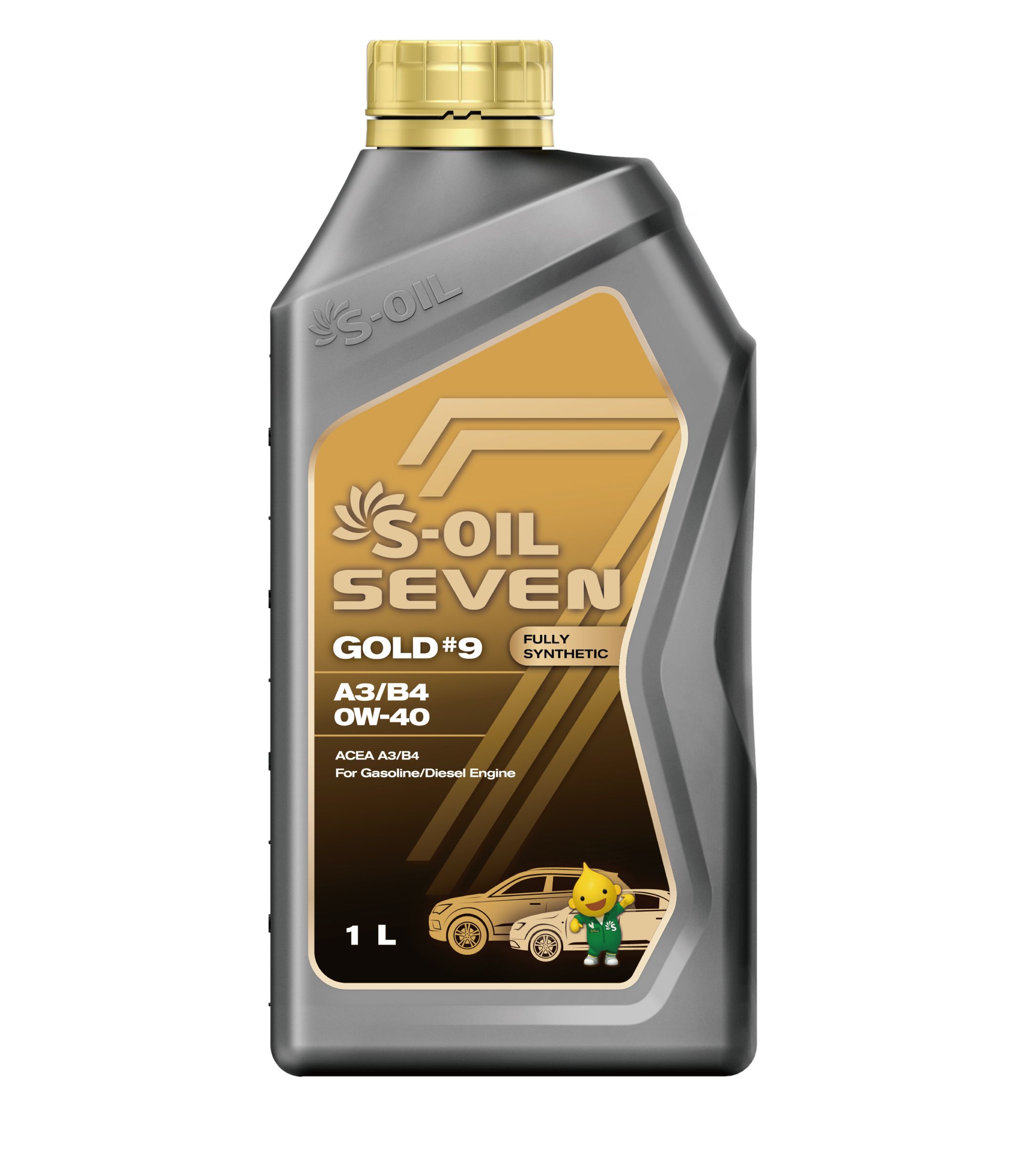 Моторное масло S-OIL синтетическое 7 GOLD #9 A3/B4 0W40 1л