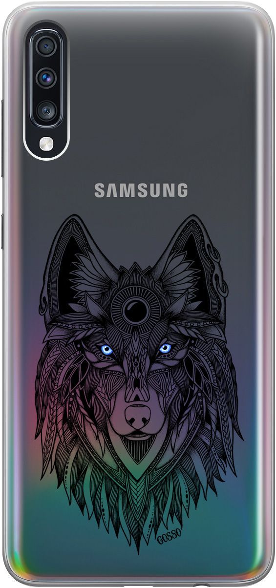 

Чехол на Samsung Galaxy A70/A70s с принтом "Grand Wolf" прозрачный, Прозрачный;голубой, 0