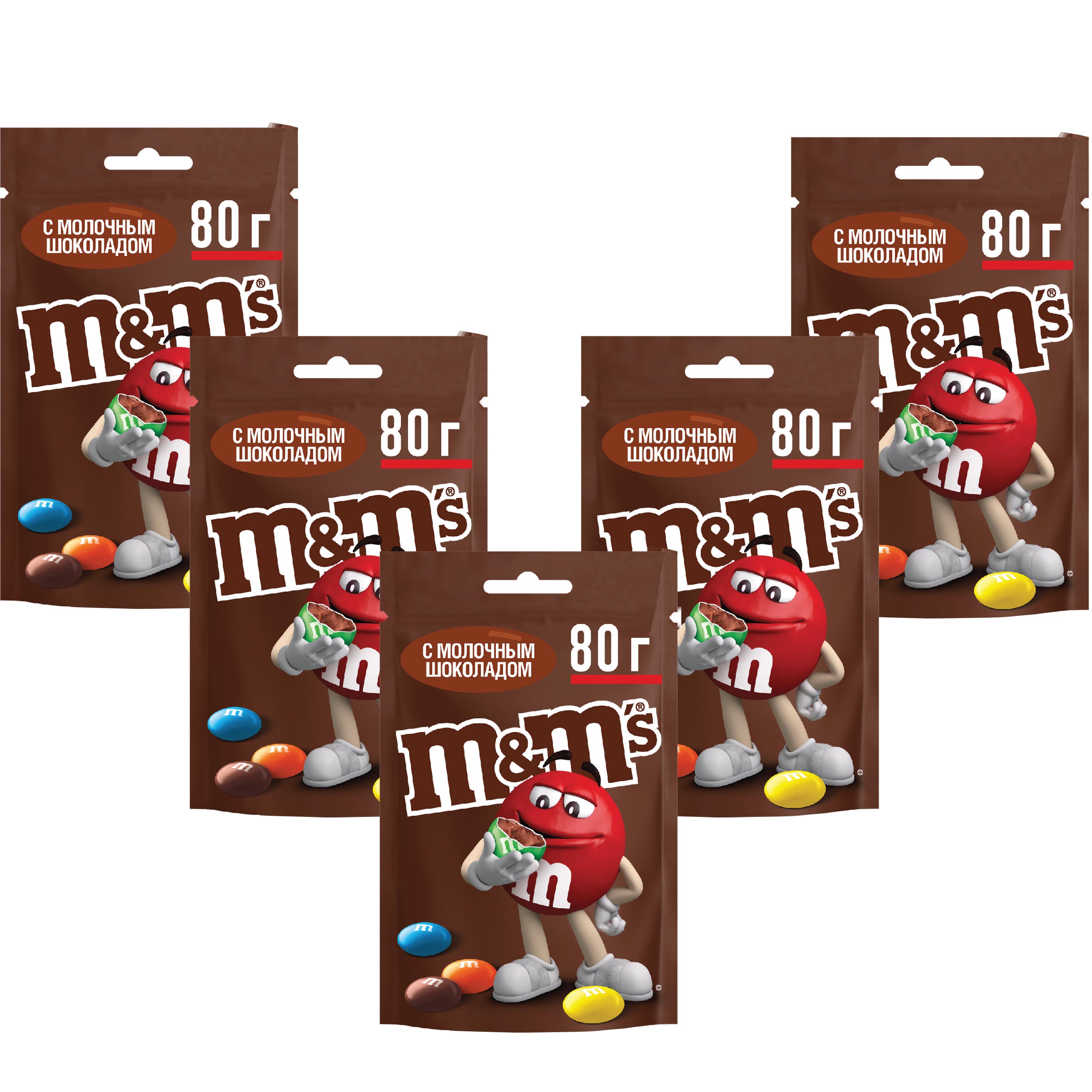 фото Конфеты драже m&m's, шоколад, зип-пакет, 80гр * 5шт.