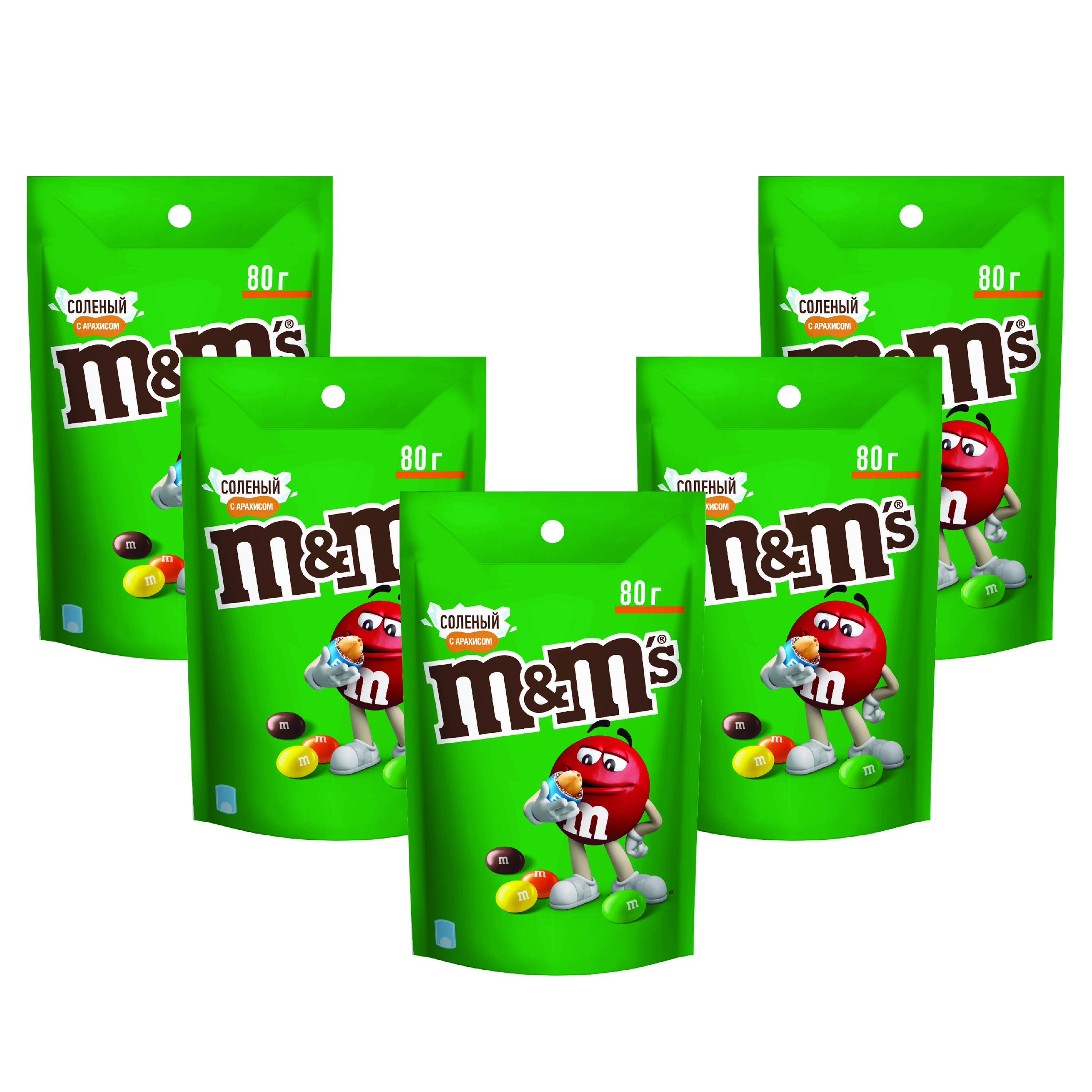 фото Конфеты драже m&m's, соленый арахис, зип-пакет, 80гр * 5шт.