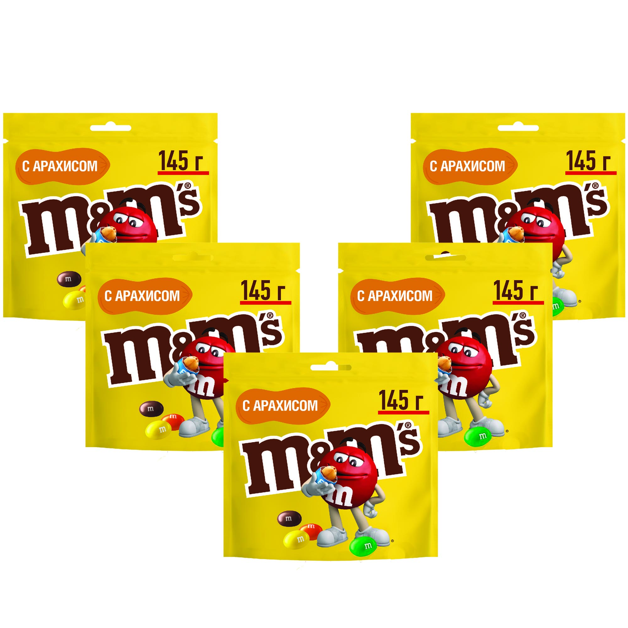 фото Конфеты драже m&m's, арахис, зип-пакет, 145гр * 5шт.