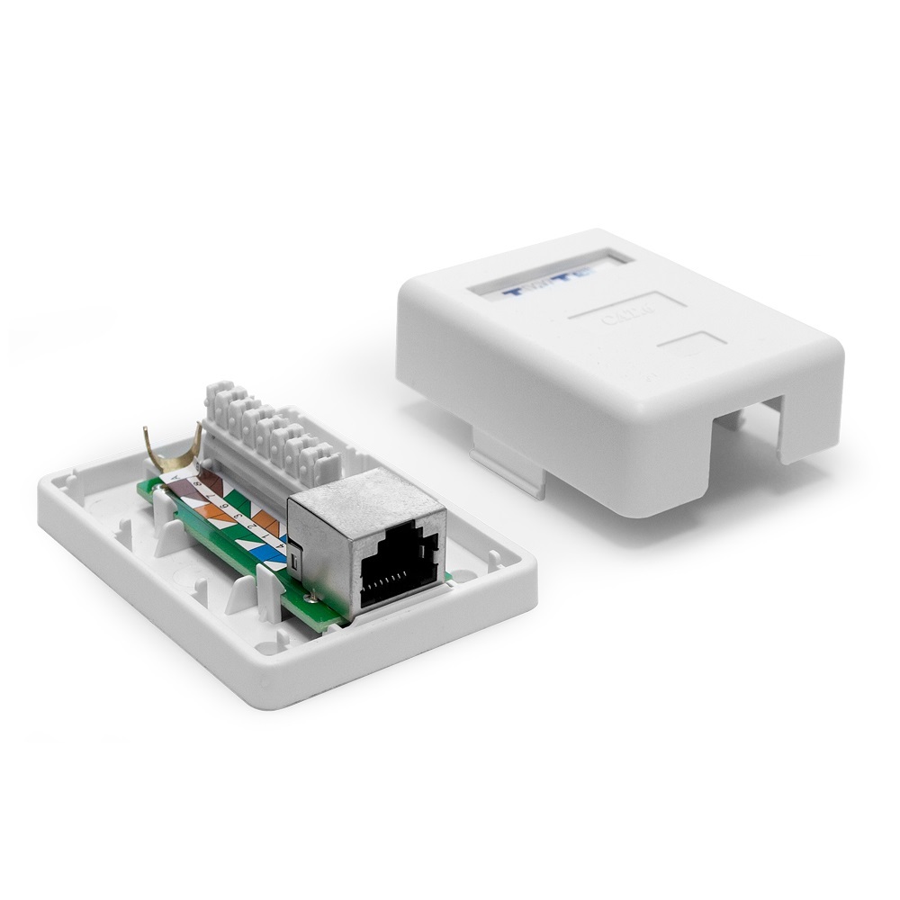 фото Розетка настенная, 1 порт rj-45, категория 5е, экранированная, белая, twt-sm1-45/s-wh nobrand