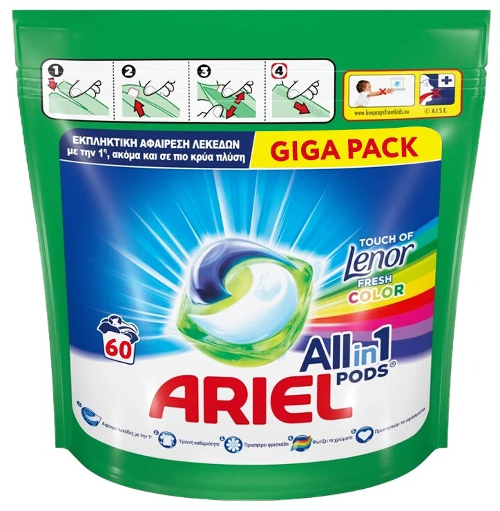 

Капсулы для стирки Ariel гель для цветного белья 60 шт, 60шт