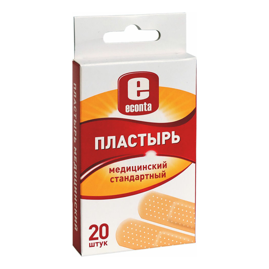 

Пластырь медицинский бактерицидный Econta 72 х 19 мм бежевый в пластинках 20 шт