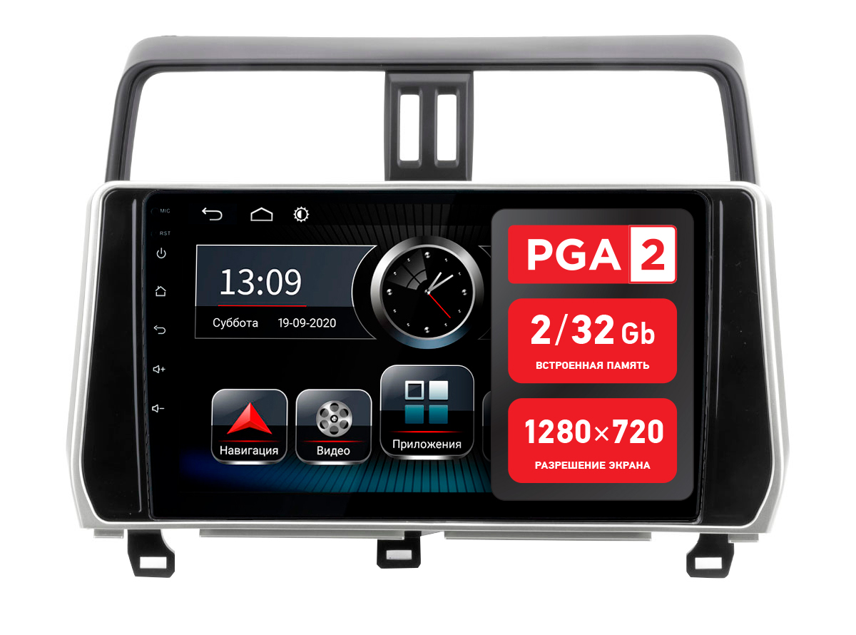 Штатная магнитола Incar PGA 2 2215n для Toyota LC Prado 150 21+ без магнитолы BT/QLED/2.5D