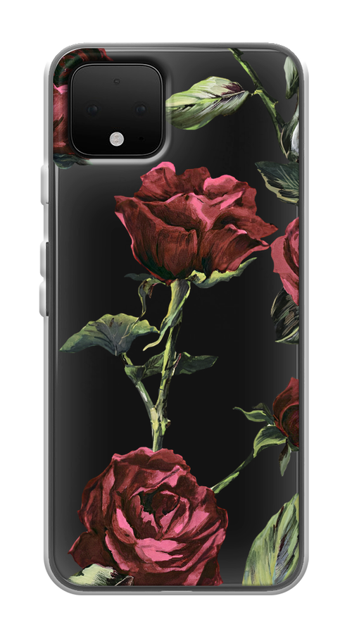 

Чехол Awog на Google Pixel 4 "Бордовые розы фон", Красный, 270250-8
