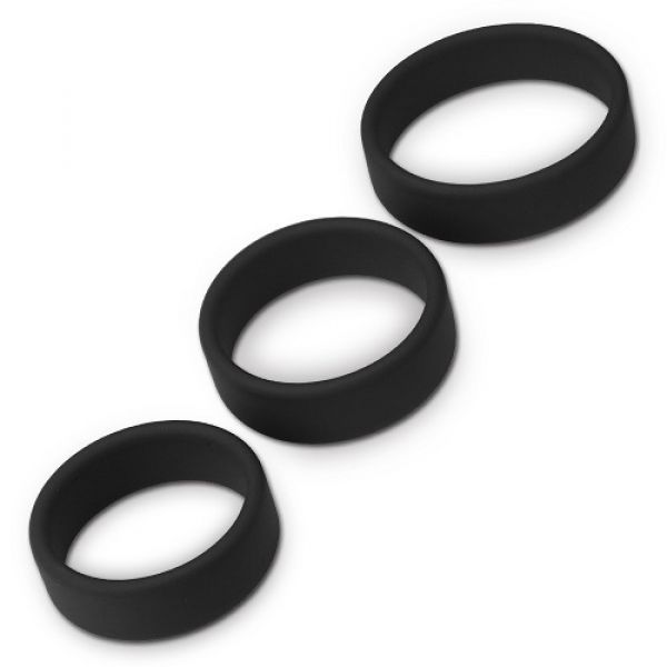 Набор из трех эрекционных колец Lovetoy черного цвета Power Plus Soft Silicone Pro Ring