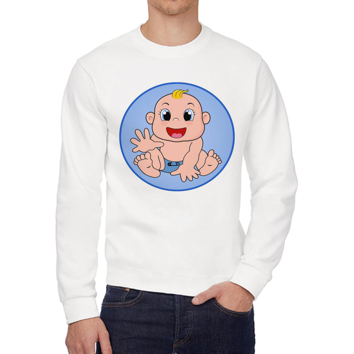 

Свитшот женский CoolPodarok мальчик пузожитель белый 48 RU, W0113496