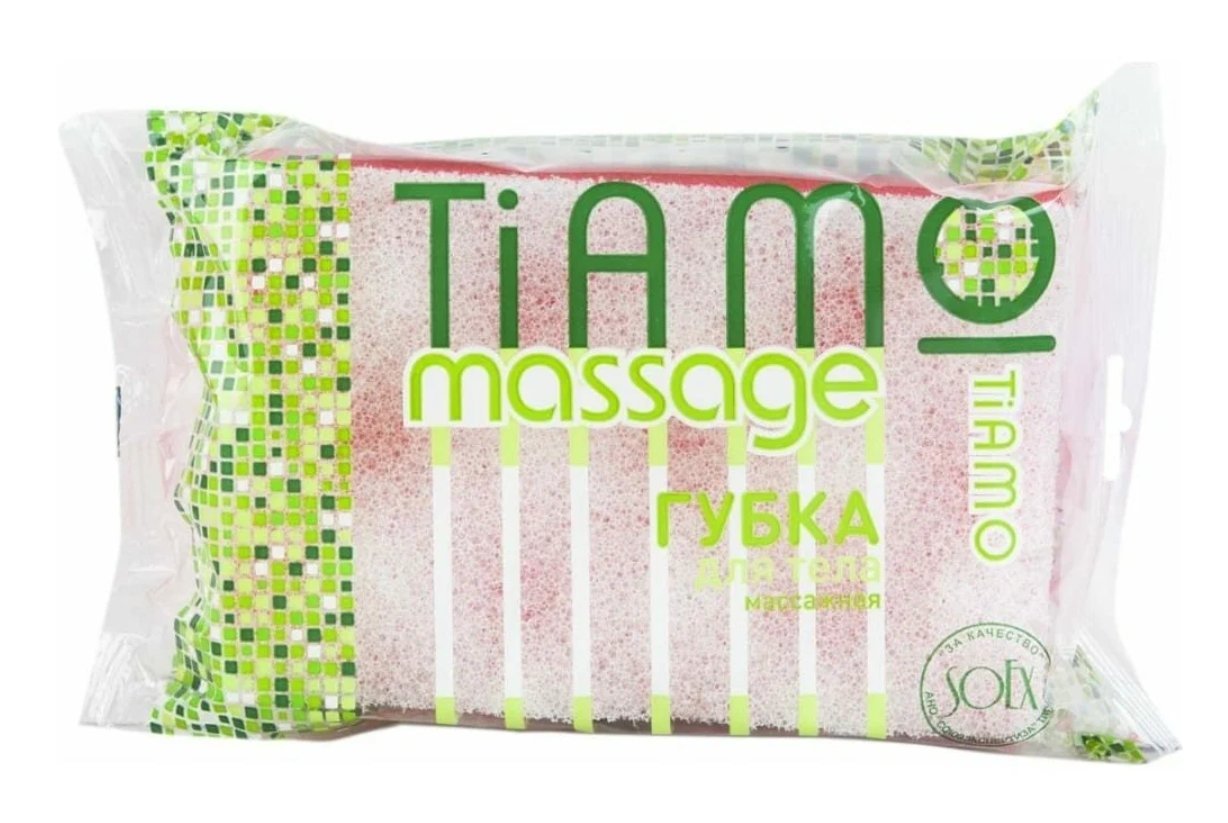 Купить Губка для тела TIAMO Massage Оригинал (поролон+массаж), NoBrand