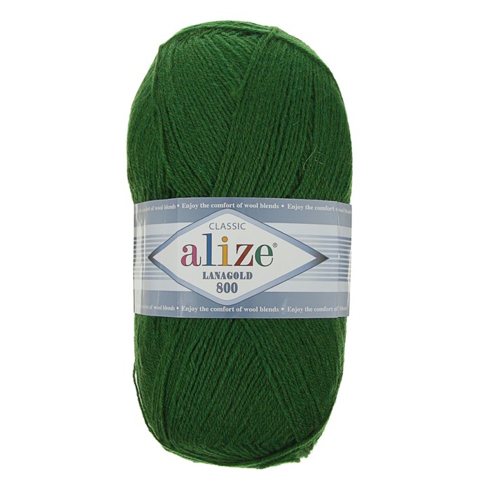 

Пряжа ALIZE Lanagold 800, 49% шерсть, 51% акрил, 800 м, 100 г, 118 зеленая трава, 1 шт, Зеленый, "Lanagold 800", 49% шерсть, 51% акрил, 800 м, 100 г, 118 зеленая трава, 1 шт