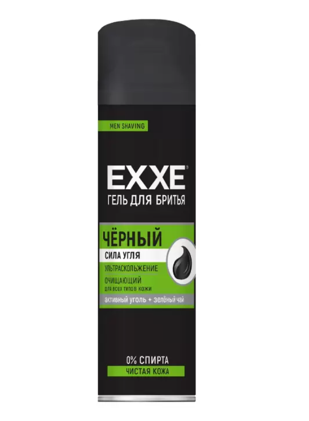 

ГЕЛЬ для бритья EXXE ЧЕРНЫЙ (Для всех типов кожи) 200 мл. С АКТИВНЫМ УГЛЕМ