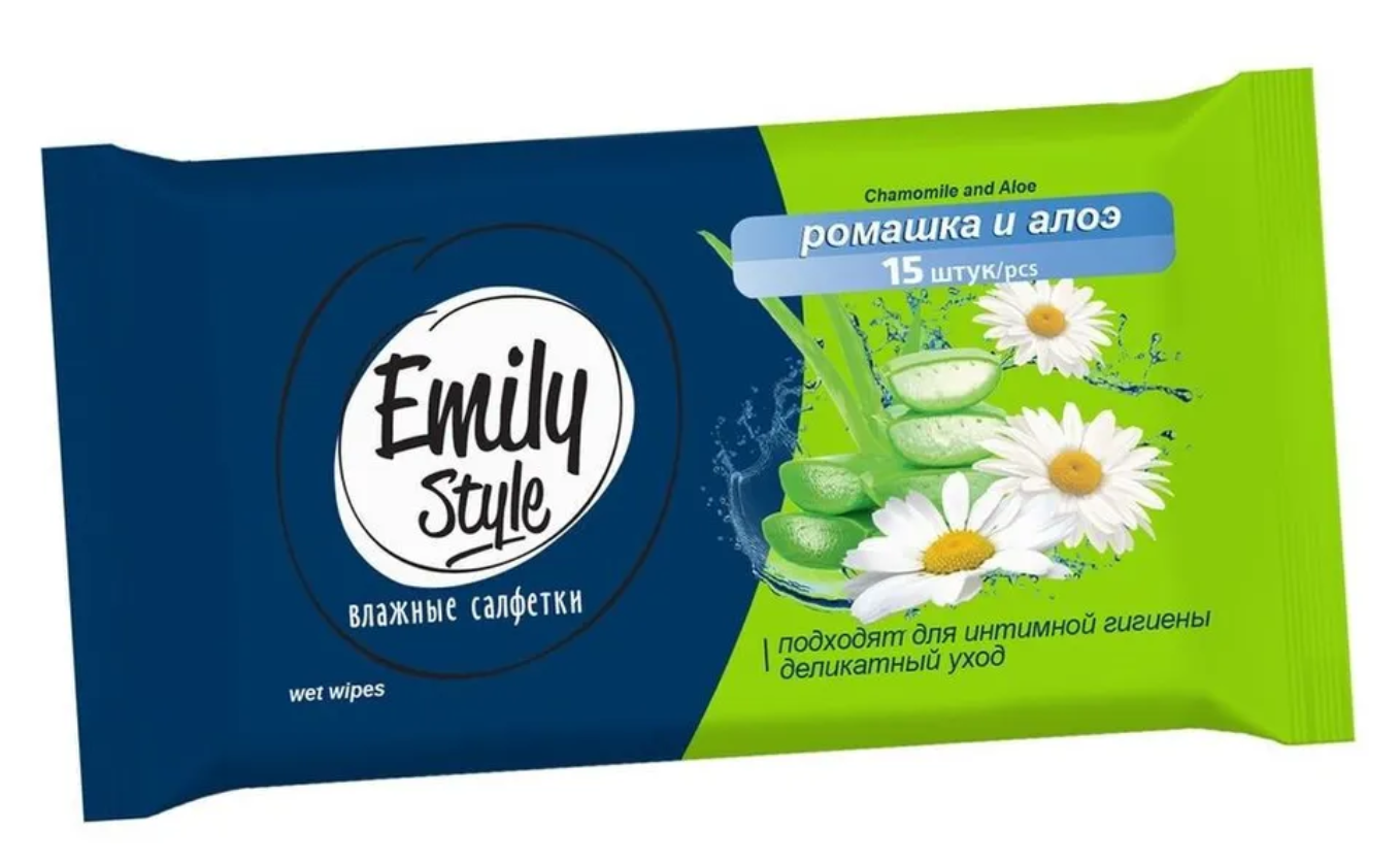 Emily Style  Универсальные салфетки экстракт ромашки и алоэ/подходят для интимной гигиены