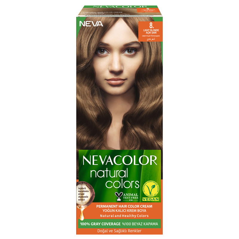 Крем-краска для волос Neva Natural Colors Стойкая 8. Светлый блондин