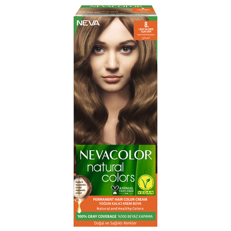 Крем-краска для волос Neva Natural Colors Стойкая 8. Светлый блондин стойкая крем краска для волос neva natural colors 7 3 карамельный русый 2 шт