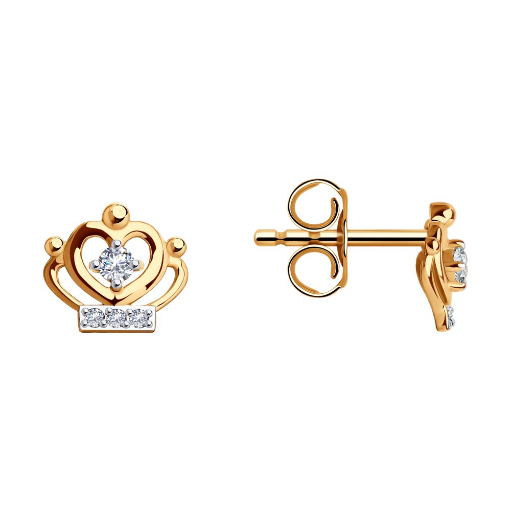 

Серьги пусеты из красного золота SOKOLOV 029797, фианит, 029797