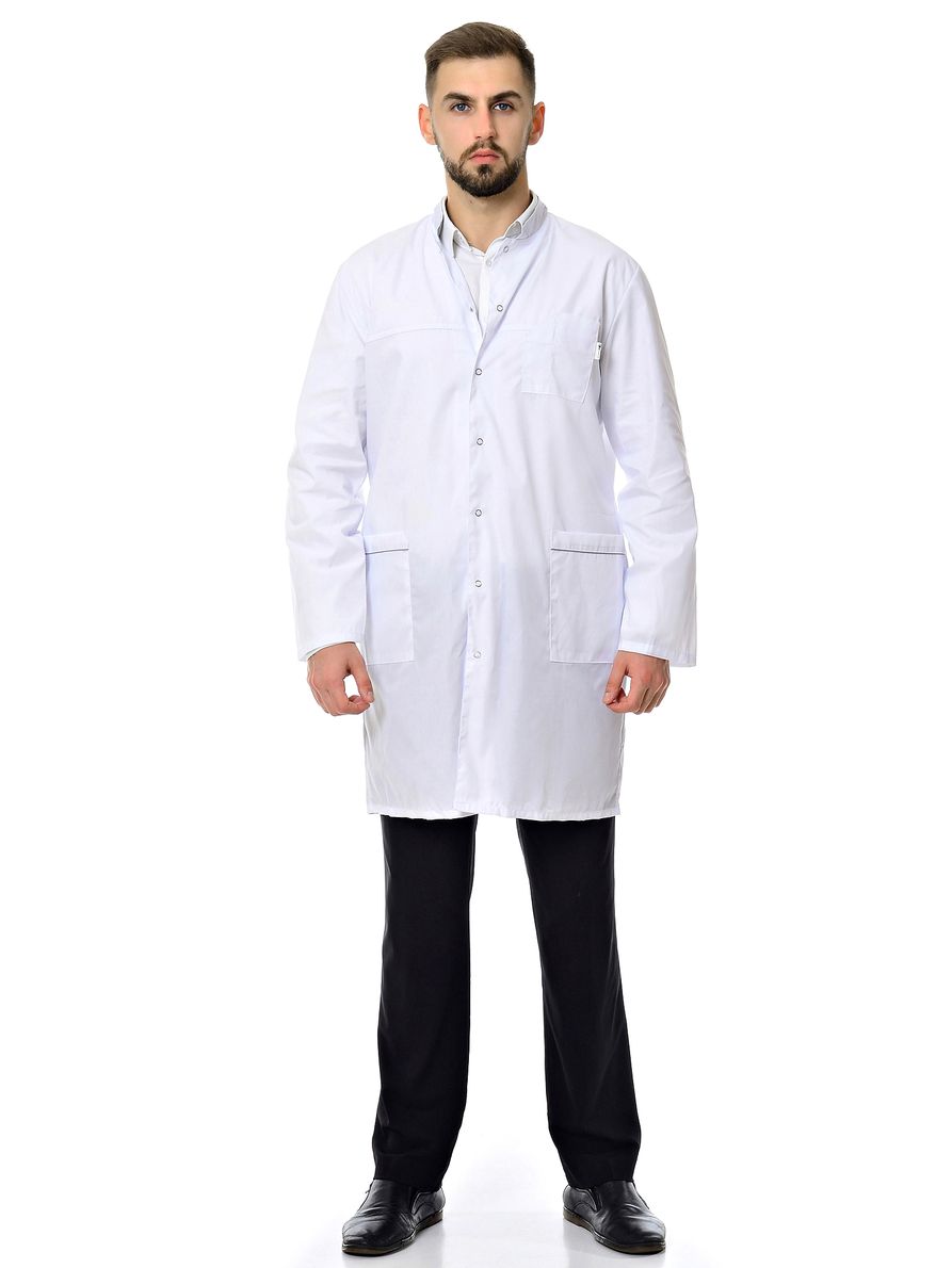 фото Халат медицинский мужской medicalwear со стойкой 014 белый 56 ru