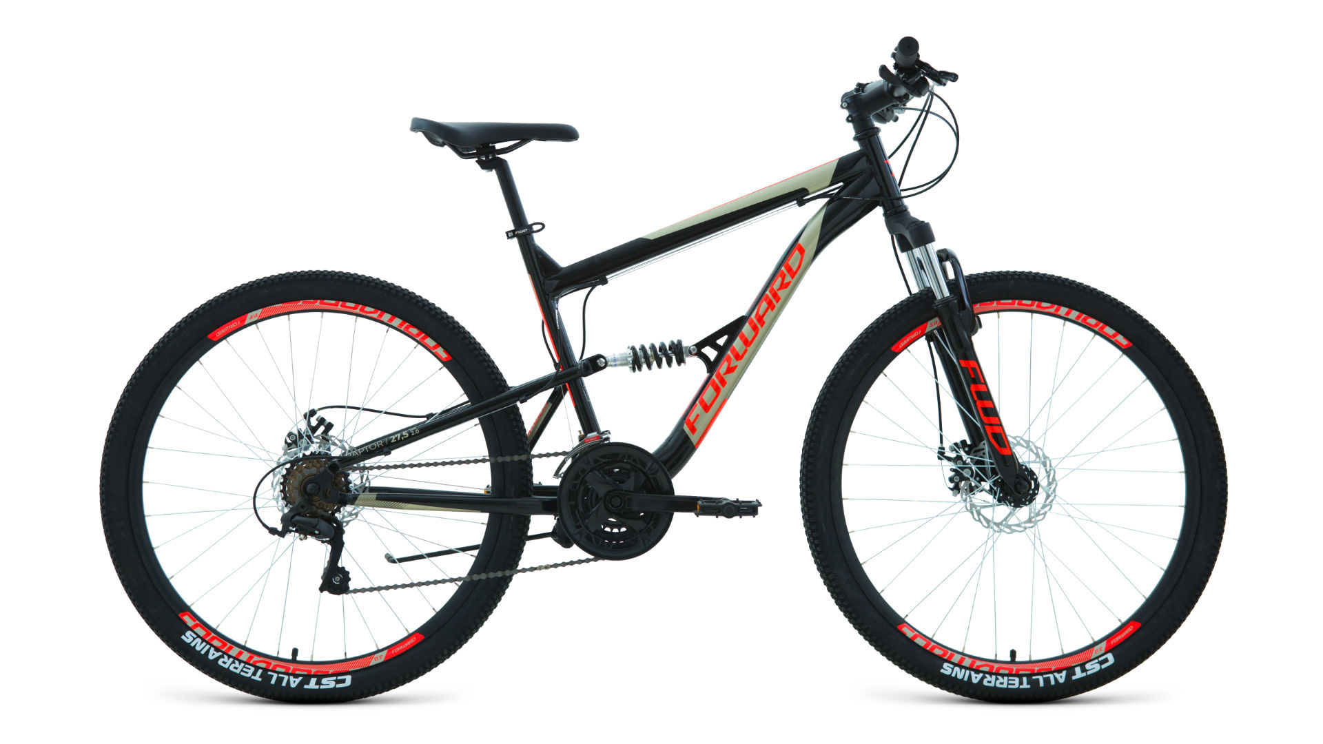 Велосипед 27.5 FORWARD RAPTOR 2.0 (DISK) (18-ск.) 2022 (рама 18) черный/красный
