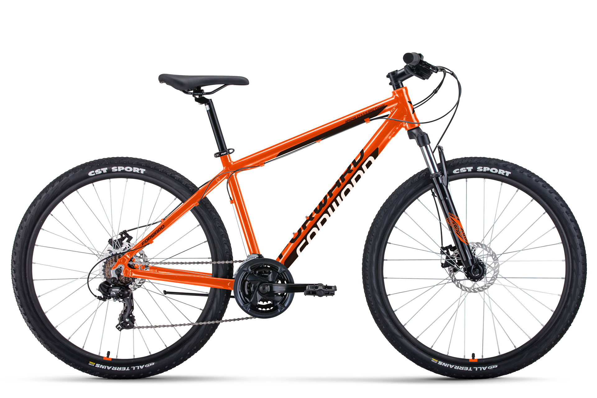 Велосипед 27.5 FORWARD APACHE 2.0 CLASSIC (DISK) (21-ск.) 2022 (рама 15) оранжевый/черный