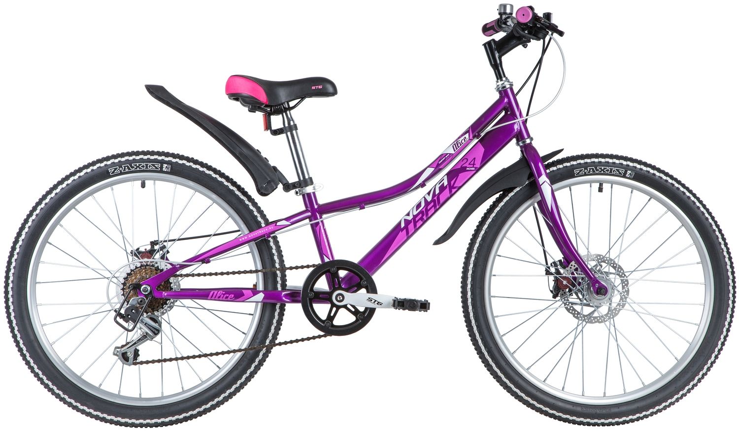 

Велосипед NOVATRACK 24" ALICE пурпурный, стальная рама 10", 6 скор.